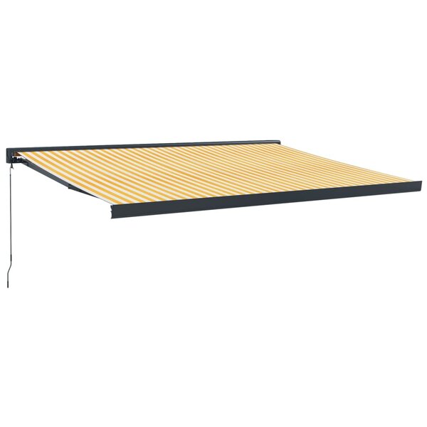 vidaXL Auvent rétractable jaune et blanc 4x3 m tissu et aluminium