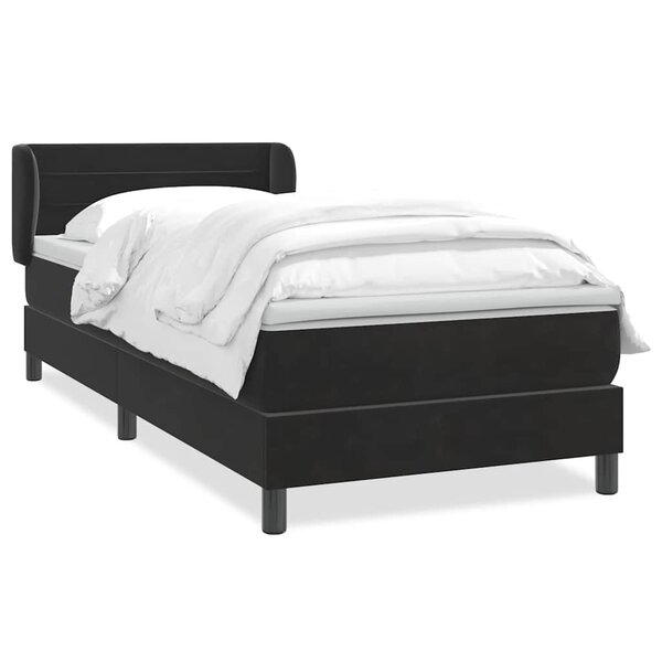 vidaXL Sommier à lattes de lit avec matelas noir 100x220 cm velours
