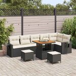 vidaXL Ensemble de canapé de jardin 9 Pièces Noir Poly rotin