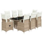 vidaXL Ensemble de bistro de jardin 9 Pièces coussins marron poly rotin
