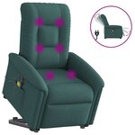 vidaXL Fauteuil inclinable de massage électrique Vert foncé Tissu