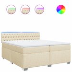 vidaXL Sommier à lattes de lit avec matelas Crème 200x200 cm Tissu