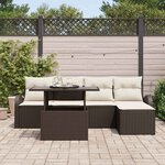 vidaXL Ensemble de canapé de jardin 6 Pièces Marron Poly rotin