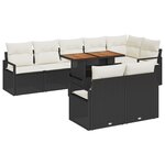 Ensemble de Canapés de Jardin de 9 pièces avec Coussins Noir Poly Rattan