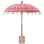 vidaXL Parasol balinais avec base Rose 215 x 215 x 260 cm