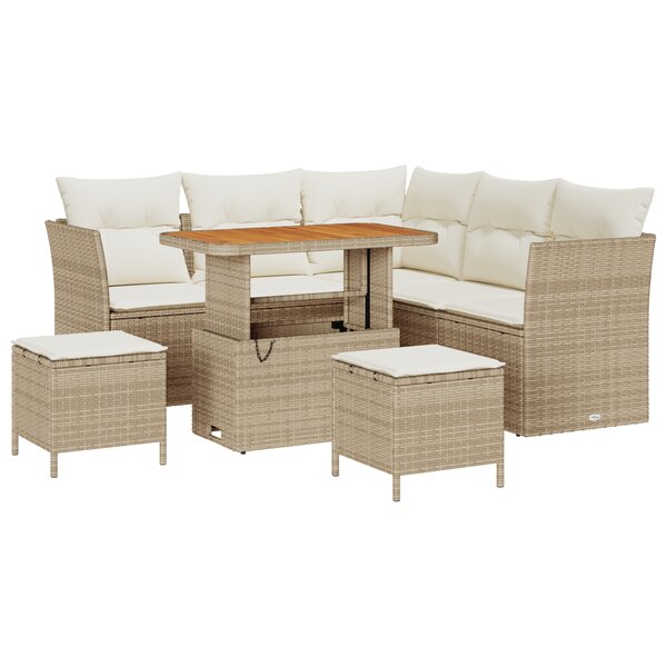 Ensemble de Canapé de Jardin 8 pièces avec coussins beige