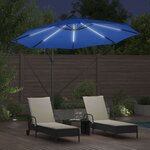 vidaXL Parasol banane à mât déporté bleu azur 294 x 294 x 248 cm