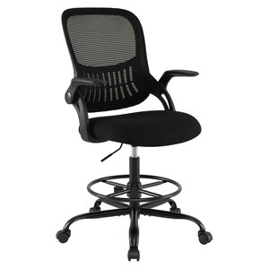 Chaise de bureau réglable design moderne ergonomique 70 x 62 x 108-126 cm avec accoudoirs relevables en maille noire 20_0017737