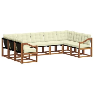 vidaXL Ensemble de canapés d'extérieur 9 pc Naturel et Crème