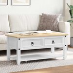 vidaXL Table basse Blanc 100 x 48 x 45 cm Bois de pin massif