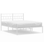 vidaXL Cadre de lit métal sans matelas et tête de lit blanc 120x200 cm