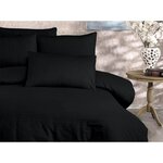 Parure de lit - housse de couette 220 x 240 + 2 taies d'oreiller 60 x 60 80 coton- Noir