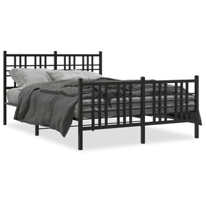 vidaXL Cadre de lit métal sans matelas avec pied de lit noir 140x190cm