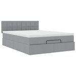 vidaXL Lit ottoman avec matelas et LED gris clair 140x190 cm tissu