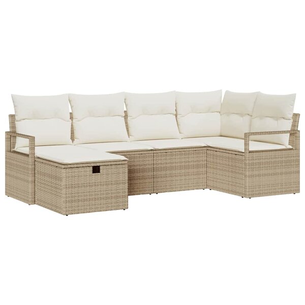 vidaXL Ensemble de canapé de jardin avec coussin 6 Pièces beige et crème