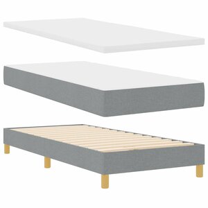 vidaXL Lit à ressorts avec matelas Gris clair 90 x 200 cm tissu