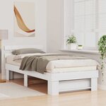 vidaXL Cadre de lit avec tête de lit Blanc 75 x 190 cm Pin massif