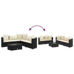 vidaXL Salon de jardin 6 Pièces avec coussins noir résine tressée