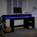 vidaXL Bureau avec lumières LED noir 200x55x91 cm bois d'ingénierie