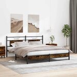 vidaXL Cadre de lit en métal sans matelas chêne fumé 180x200 cm