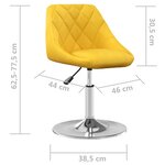 vidaXL Chaises pivotantes à manger lot de 4 jaune moutarde velours