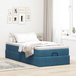 vidaXL Cadre de lit ottoman avec matelas bleu foncé 100x200 cm velours