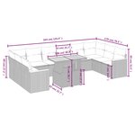 vidaXL Salon de jardin 11 Pièces avec coussins beige résine tressée