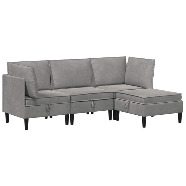 vidaXL Ensemble de meubles pour le salon 4 pc Gris clair Velours