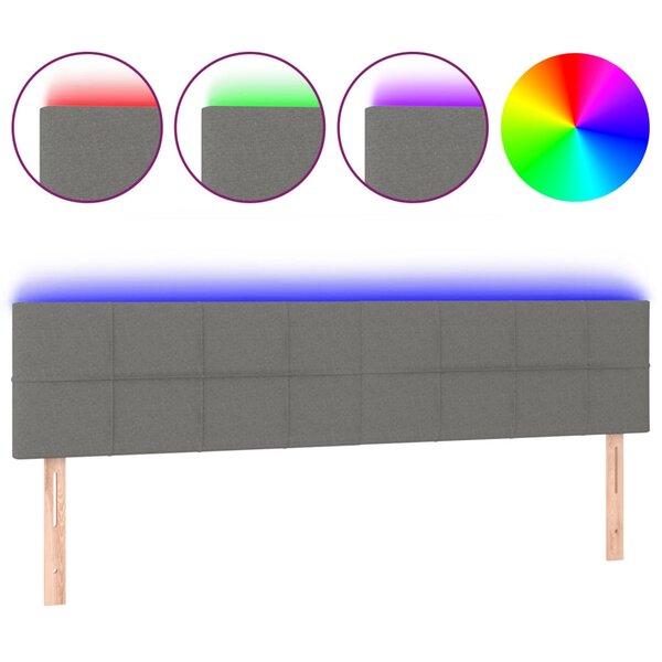 vidaXL Tête de lit à LED Gris foncé 180x5x78/88 cm Tissu