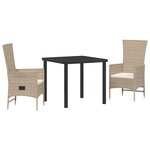 vidaXL Ensemble de jardin 3 pièces avec coussins beiges en poly rattan