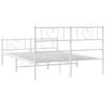vidaXL Cadre de lit métal avec tête de lit/pied de lit blanc 135x190cm