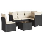 vidaXL Salon de jardin 6 Pièces avec coussins noir résine tressée