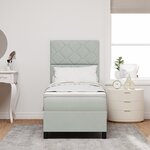 Lit Box Spring vidaXL avec Matelas & Lumière LED Gris Clair 80x200 cm Velours