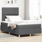 vidaXL Lit Box Spring avec Matelas Gris Foncé 120x200 cm Tissu
