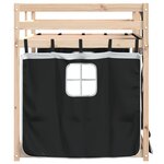 vidaXL Lit superposé avec rideaux blanc/noir 75x190 cm bois pin massif