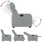vidaXL Fauteuil inclinable électrique Gris clair Tissu
