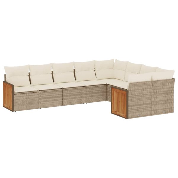 vidaXL Salon de jardin avec coussins 9 Pièces beige résine tressée