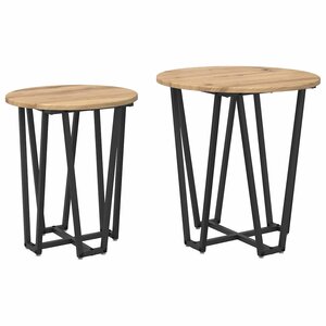 vidaXL Ensemble de tables d'appoint 2 Pièces Chêne artisanal et noir