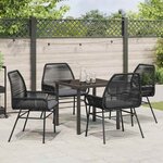 vidaXL Ensemble de salle à manger pour jardin 5 Pièces Noir polyrotin