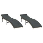 vidaXL Chaises longues lot de 2 et coussins gris clair résine tressée