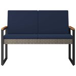 vidaXL Banc extérieur Gris et bleu marine 107 x 61 x 80 cm polyrotin