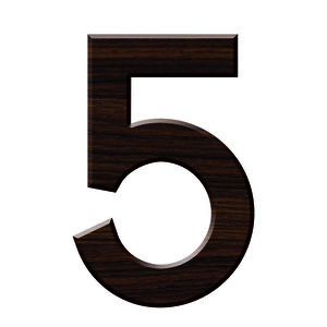 Numéro 5-Numéro adhésif pour boîtes aux lettres - Résine de 3 mm, hauteur environ 50 mm - Taurus (chêne foncé)