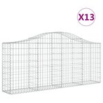 vidaXL Paniers à gabions arqués 13 Pièces 200x30x80/100 cm Fer galvanisé