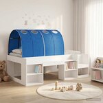 vidaXL Cadre de lit avec tunnel 3 Pièces Blanc et bleu Bois d’ingénierie