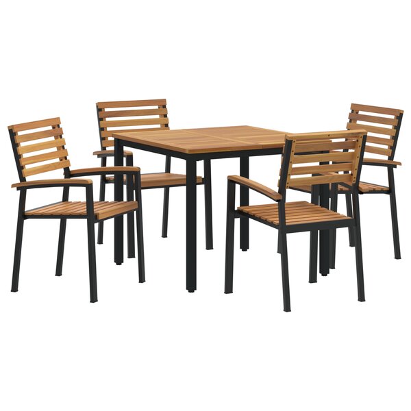 vidaXL Ensemble de Repas de Jardin 5 Pièces en Bois Massif d'Acacia et Métal