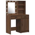 Ensemble de coiffeuse à 2 pièces avec LED en bois d'ingénierie chêne noir