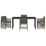 vidaXL Ensemble Salle à Manger Jardin 5 pièces avec Coussins Gris Poly Rattan