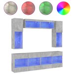 vidaXL Ensemble de meubles TV muraux 6Pièces et lumières LED gris béton