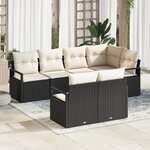 Set de Canapés de Jardin 7 pièces vidaXL avec Coussins Noir Poly Rotin