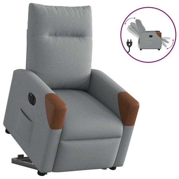 vidaXL Fauteuil inclinable électrique gris clair tissu